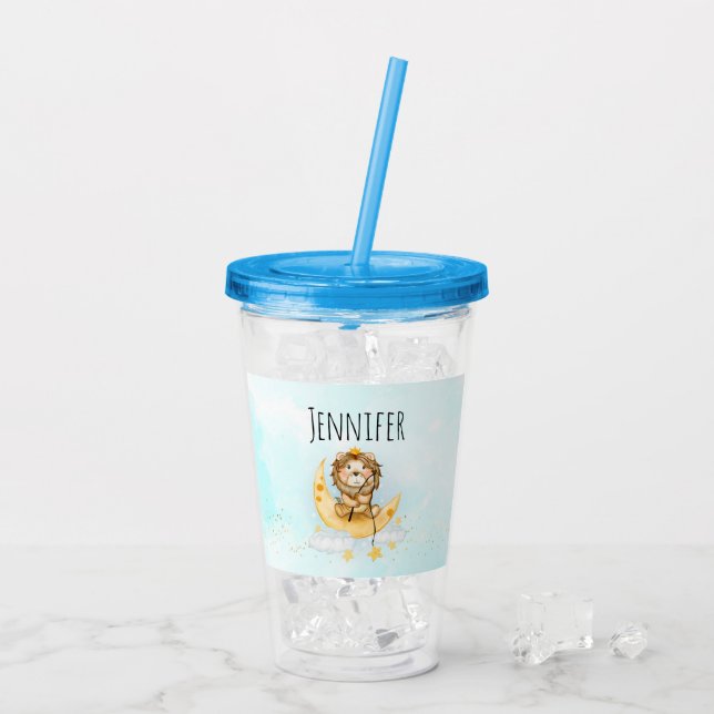 Niedliche Löwenfischerei auf dem Mond Acryltrinkbecher (Rückseite Ice)