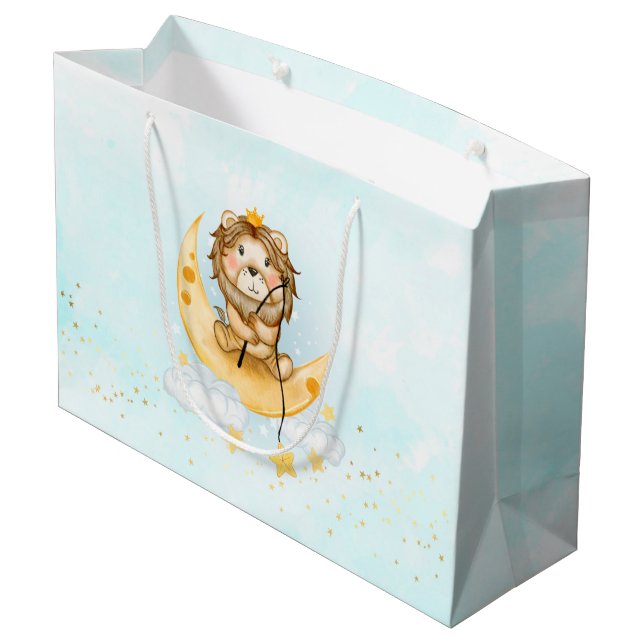 Niedliche Löwenfischerei auf dem Mond Große Geschenktüte (Rückseite Schrägansicht)