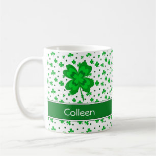 Niedliche Lucky-Kleeblatt und Monogramm-Bezeichnun Kaffeetasse