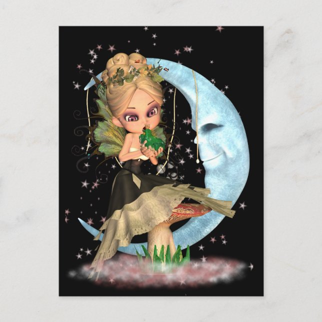 Niedliche Luftpostkarte mit Fairy Kissing Frog Postkarte (Vorderseite)