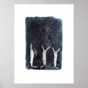 Niedliche, lustige Aquarellbilder Poster