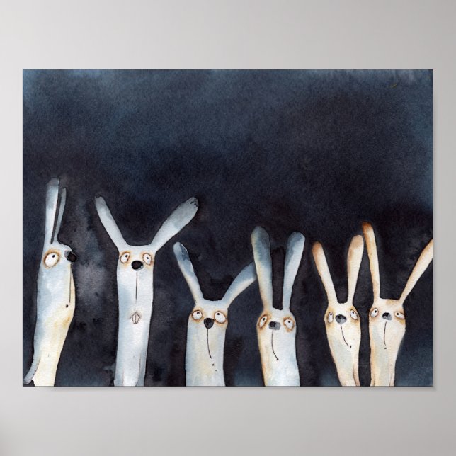 Niedliche, lustige Aquarellbilder Poster (Vorne)