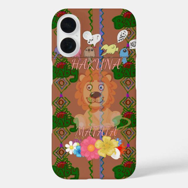 Niedliche lustige Baby Lion mit Phantastischen Blu iPhone 16 Hülle (Rückseite)