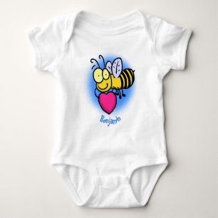 Niedliche lustige Biene mit Herz-Cartoon-Abbildung Baby Strampler