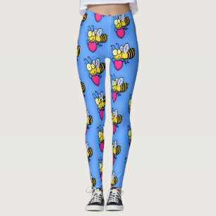 Niedliche lustige Biene mit Herz-Cartoon-Abbildung Leggings