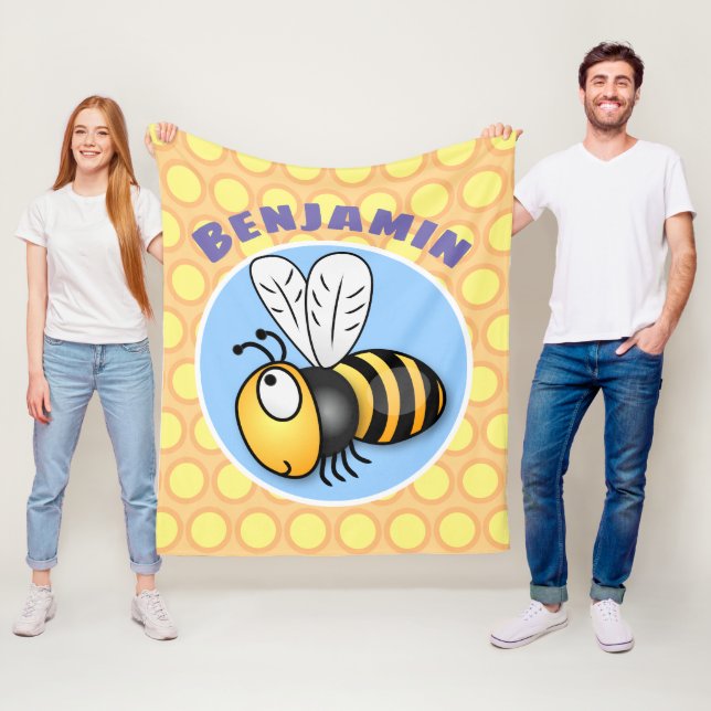 Niedliche, lustige Bienen-Cartoon-Abbildung Fleecedecke (Beispiel)