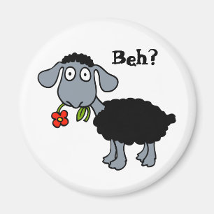 Niedliche lustige Cartoon-schwarze Schaf-Blume Magnet