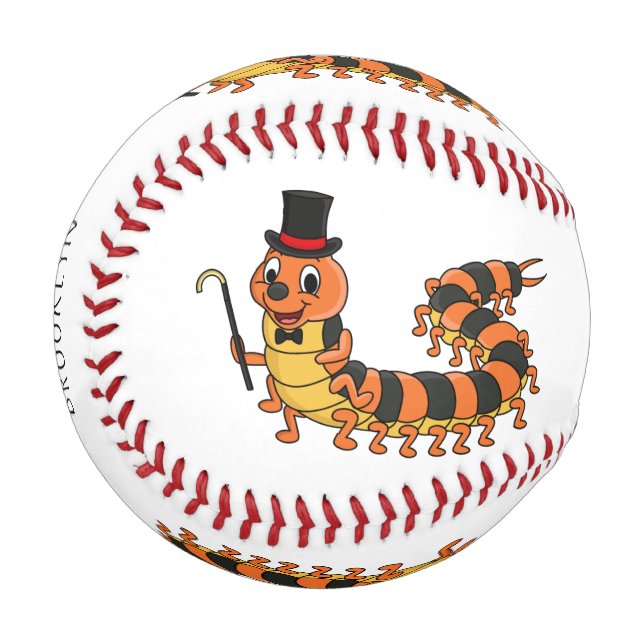 Niedliche lustige Centipez-Cartoon-Abbildung Baseball (Vorderseite Links)
