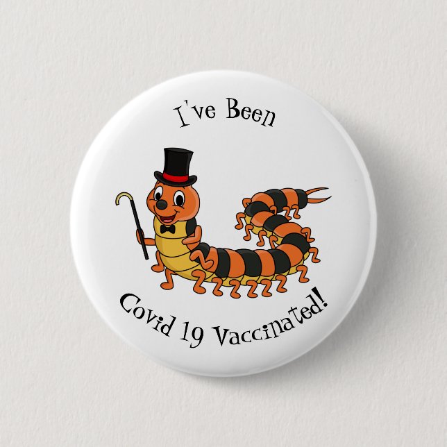 Niedliche lustige Centipez-Cartoon-Abbildung Button (Vorderseite)