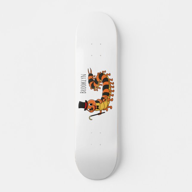 Niedliche lustige Centipez-Cartoon-Abbildung Skateboard (Vorne)