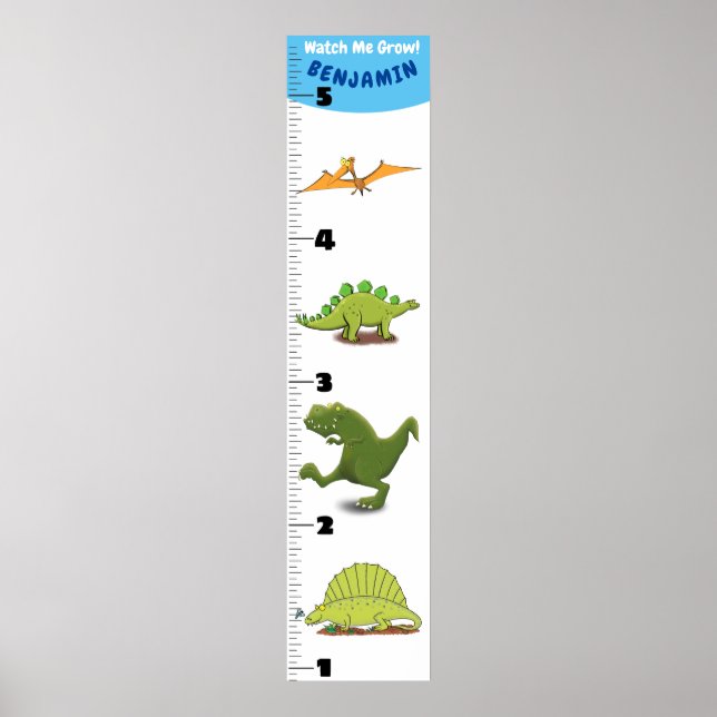 Niedliche lustige Dinosaurier-Tiere Cartoon Wachst Poster (Vorne)