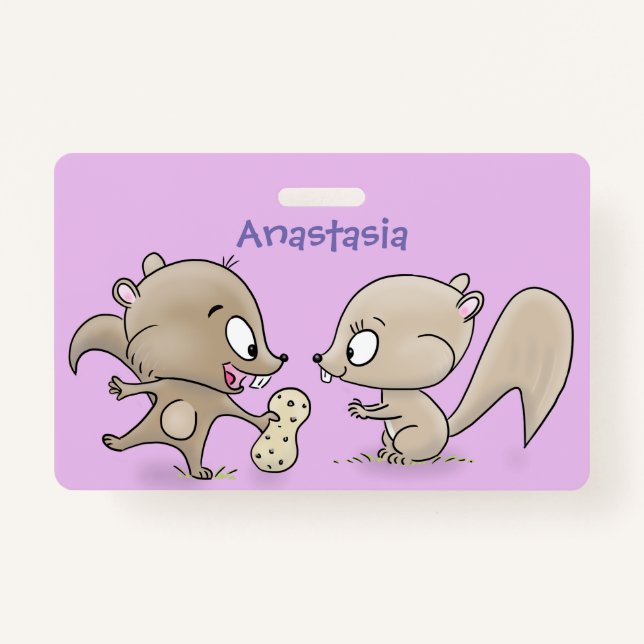 Niedliche lustige Eichhörnchen-Cartoon-Illustratio Ausweis (Vorderseite)