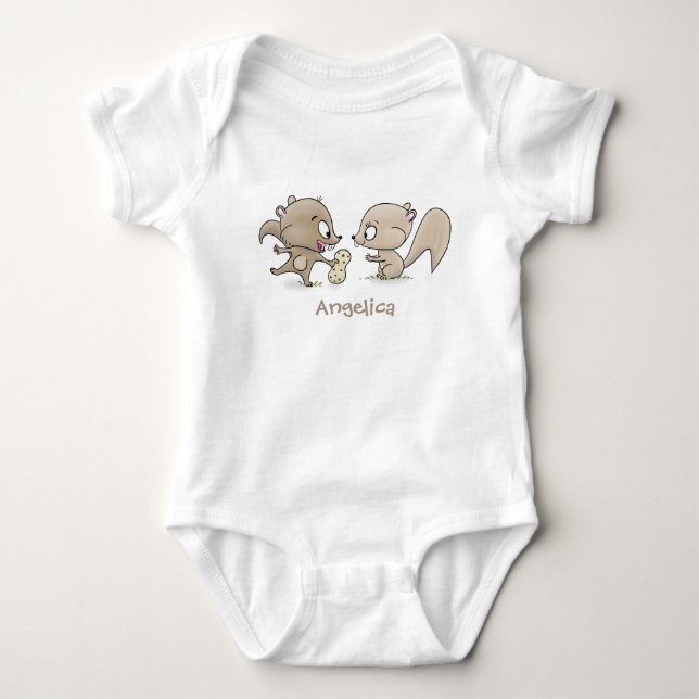 Niedliche lustige Eichhörnchen-Cartoon-Illustratio Baby Strampler (Vorderseite)