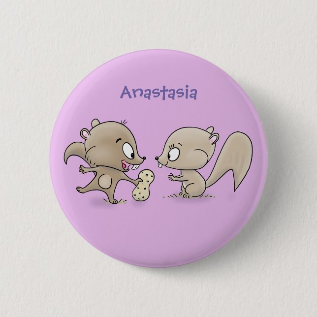 Niedliche lustige Eichhörnchen-Cartoon-Illustratio Button (Vorderseite)