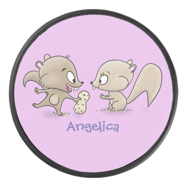 Niedliche lustige Eichhörnchen-Cartoon-Illustratio Eishockey Puck (Vorderseite)