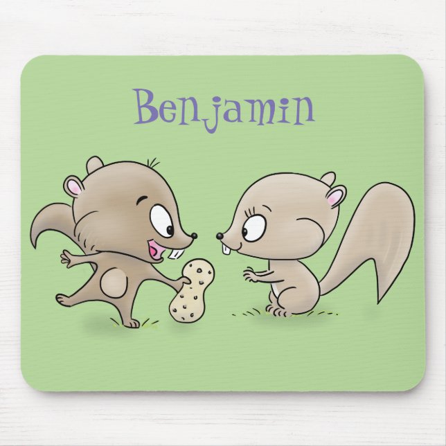 Niedliche lustige Eichhörnchen-Cartoon-Illustratio Mousepad (Vorne)