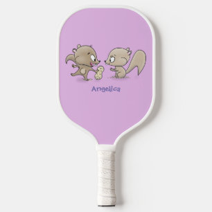 Niedliche lustige Eichhörnchen-Cartoon-Illustratio Pickleball Schläger