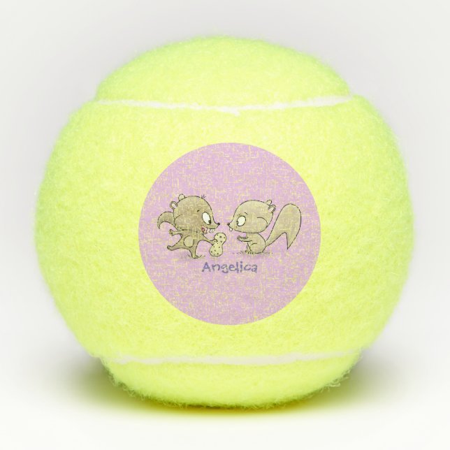 Niedliche lustige Eichhörnchen-Cartoon-Illustratio Tennisbälle (Vorderseite)