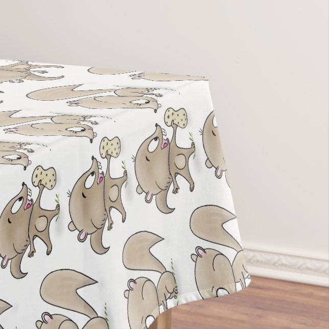 Niedliche lustige Eichhörnchen-Cartoon-Illustratio Tischdecke (Beispiel)
