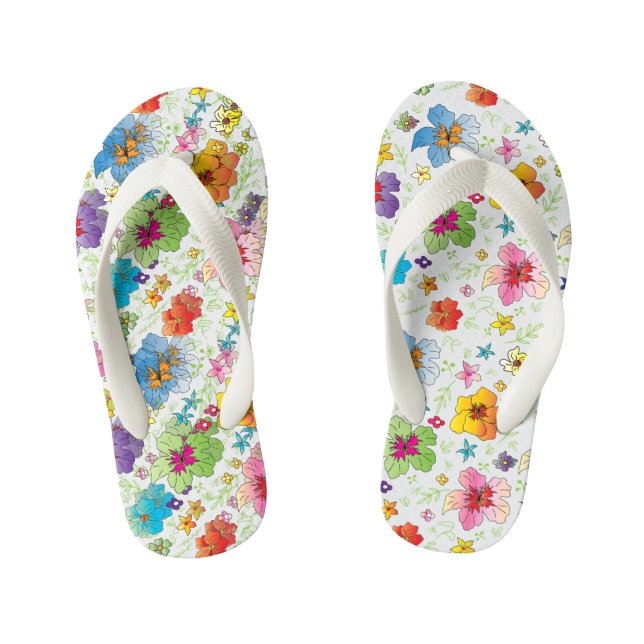 Niedliche, lustige, farbenfrohe Blume Kinderbadesandalen (Fußbett)