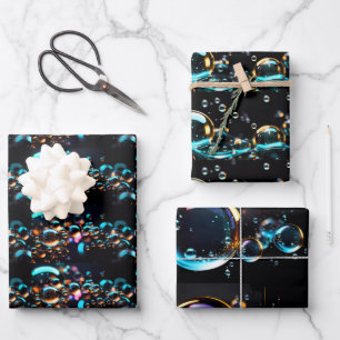 Niedliche, lustige, farbige Blasen Geschenkpapier Set