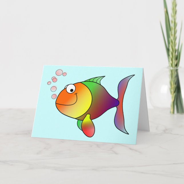 Niedliche lustige Fische - bunt Karte (Vorderseite)