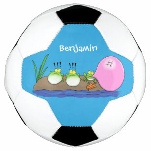 Niedliche lustige Froschbläschen-Cartoon-Abbildung Fußball