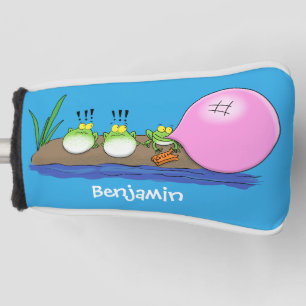 Niedliche lustige Froschbläschen-Cartoon-Abbildung Golf Headcover