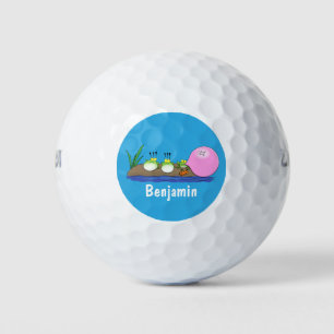 Niedliche lustige Froschbläschen-Cartoon-Abbildung Golfball