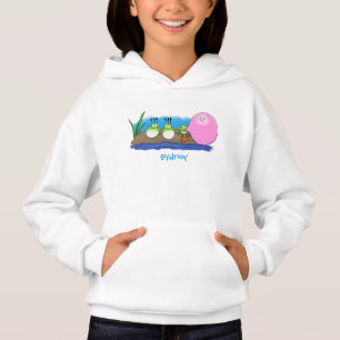 Niedliche lustige Froschbläschen-Cartoon-Abbildung Hoodie