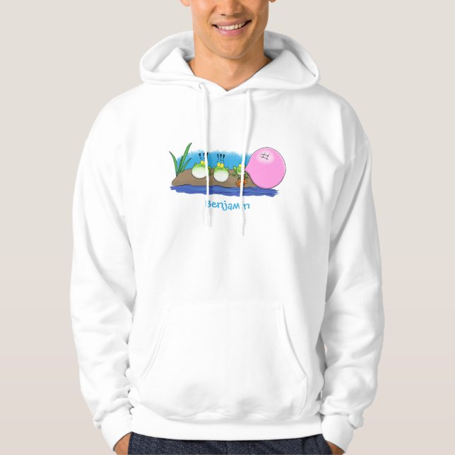 Niedliche lustige Froschbläschen-Cartoon-Abbildung Hoodie (Vorderseite)