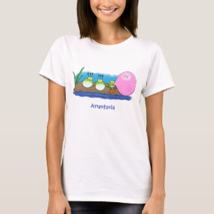 Niedliche lustige Froschbläschen-Cartoon-Abbildung T-Shirt