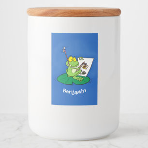 Niedliche lustige Green Frosch Cartoon-Illustratio Lebensmitteletikett