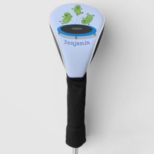 Niedliche, lustige grüne Bohnen auf Trampolin-Cart Golf Headcover