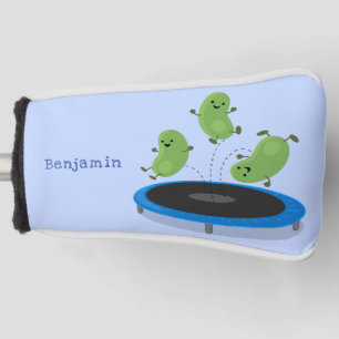Niedliche, lustige grüne Bohnen auf Trampolin-Cart Golf Headcover