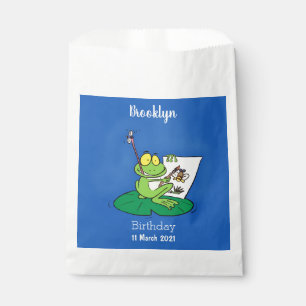 Niedliche, lustige, grüne Froschszene Cartoon-Abbi Geschenktütchen