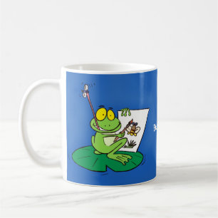Niedliche, lustige, grüne Froschszene Cartoon-Abbi Kaffeetasse
