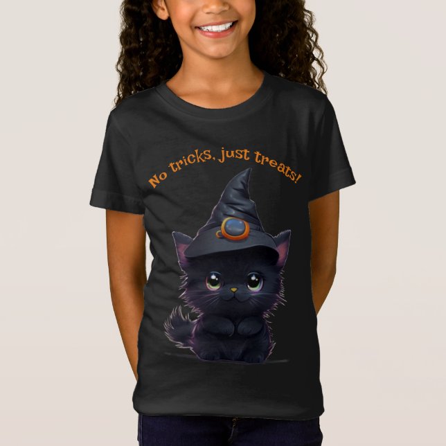 Niedliche, lustige Halloween-Schwarzkatze T-Shirt (Vorderseite)