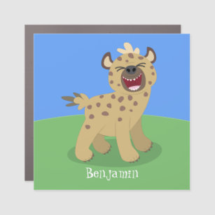 Niedliche lustige Hyäne lacht Cartoon Illustration Auto Magnet