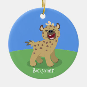 Niedliche lustige Hyäne lacht Cartoon Illustration Keramik Ornament