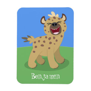 Niedliche lustige Hyäne lacht Cartoon Illustration Magnet