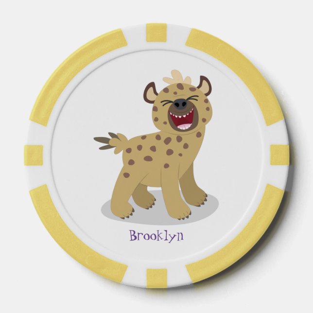 Niedliche lustige Hyäne lacht Cartoon Illustration Pokerchips (Vorderseite)