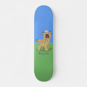 Niedliche lustige Hyäne lacht Cartoon Illustration Skateboard