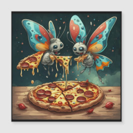 Niedliche lustige Insekten, die ein Pizza-lustiges Magneteinladung