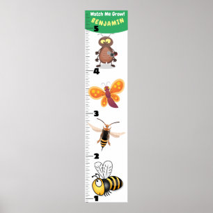 Niedliche lustige Insektenwachstumstabelle für Car Poster
