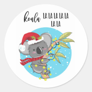 niedliche lustige koala Weihnachtskarte fa la Aust Runder Aufkleber