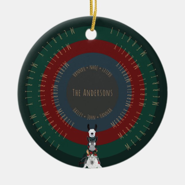 Niedliche, lustige, lustige Wintertierbilder Keramik Ornament (Vorne)