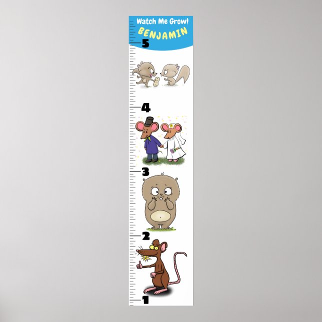 Niedliche, lustige Nagetiertiere Cartoon Wachstums Poster (Vorne)