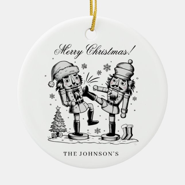 Niedliche lustige Nussknacker Weihnachten personal Keramik Ornament (Vorne)