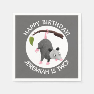 Niedliche lustige Opossum personalisiert Geburtsta Serviette